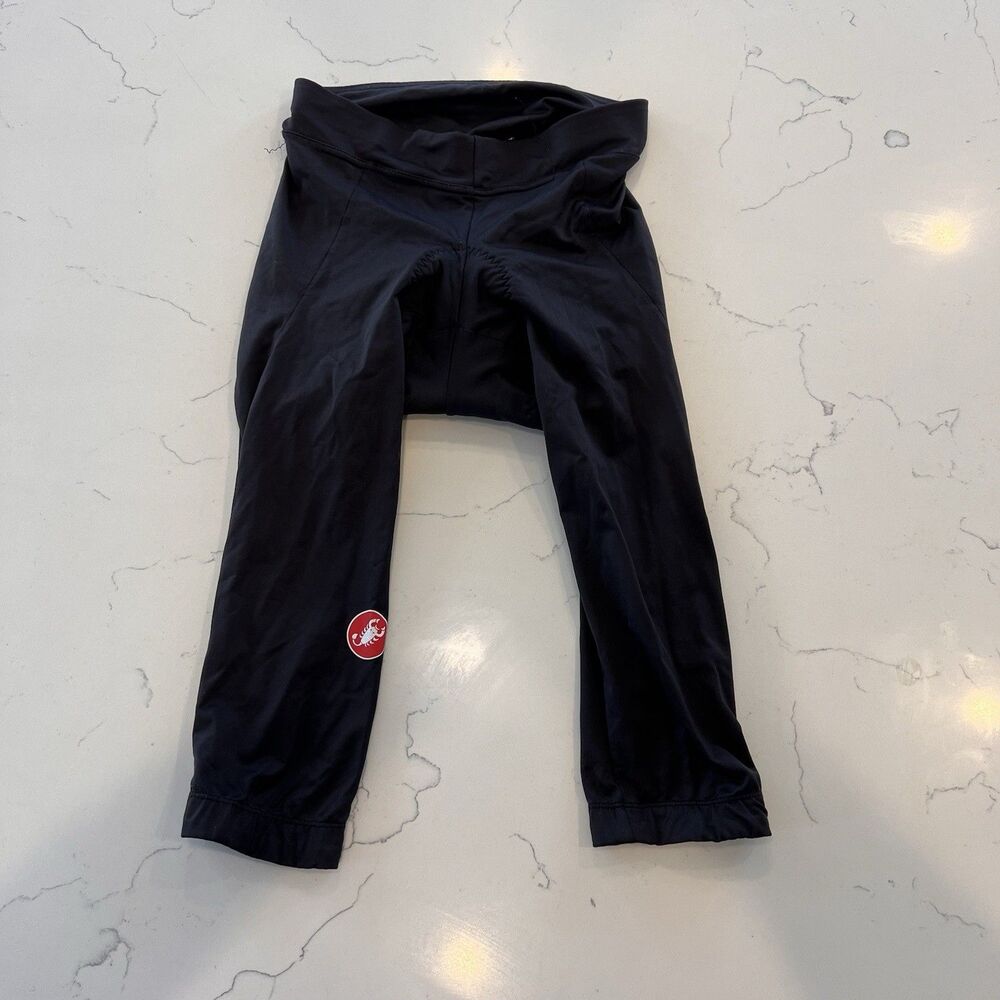 Castelli Cycling 3/4 Pants Mens Medium Black Padded Leggings Stretch Pull On